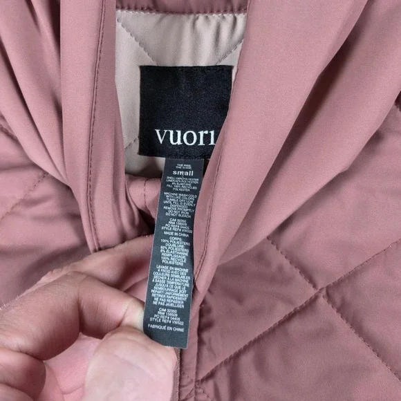 Vuori Womens Small Echo Insulated Quilted Jacket Bomber Pink Full Zip - Picture 3 of 6